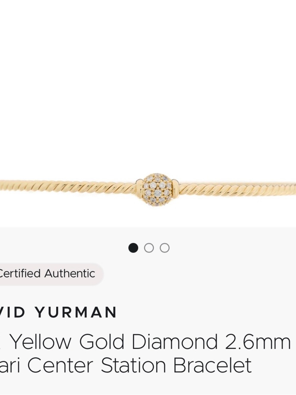 David Yurman 18k Gold Pave Solari Diamond Cable Bracelet